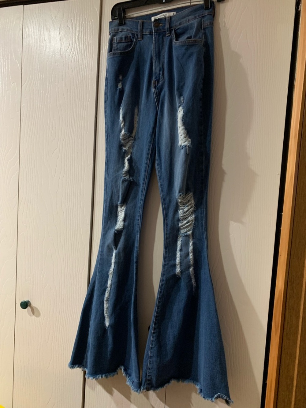 Highway Jeans Dark Blue Distressed Flare Jeans